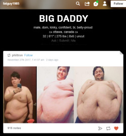 user @fatguy1985 is another fucko everyone who runs a chub blog should block, he removed @philtron‘s caption (even though it was a single line commenting on his gain. So I guess&hellip;anything to silence and objectify a superchub/ssbhm?)