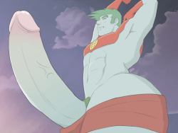 i-drewthis:  Older art, with cleaner lines. Captain Planet having a morning stretch. :D