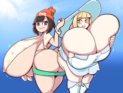 royaloppai:A comm of Moon and Lillie getting a bit of growth