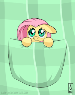 madame-fluttershy:  Fluttershy in a pocket by ~Lazy-Joe  &hellip;.whelp. There goes my heart. @@