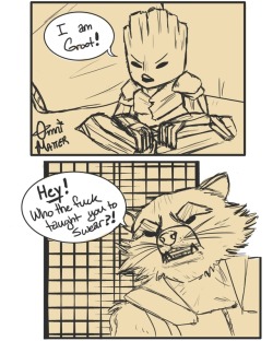 omnimatter:“what a potty mouth” - rocket raccoon, a distressed father  