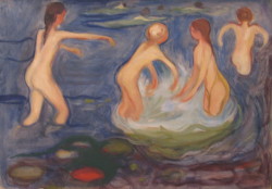 nudiarist:FINE ART PAINTINGMunch, Edvard (Norwegian) - Bathing girls - 1892