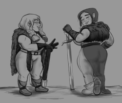 maddlong: a pair of dwarf women havin’ a chat, both originally by @teaxerz edit: one of them’s up now!  