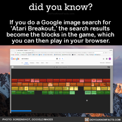 did-you-kno:If you do a Google image search for  ‘Atari Breakout,’ the search results  become the blocks in the game, which  you can then play in your browser.  Source