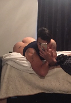 Brad chuckled as he flipped through his latest meals snaps, a concerned boyfriend asking almost hourly where he was. Feeling cheeky he decided to reply. Snapping a pic, making sure to show off his plump ass, he typed out the caption ‘sorry bro, your
