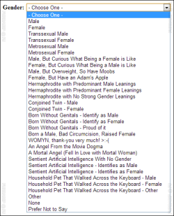 mothernatureisamisogynist:  Finally, a list that 5% of Tumblr are satisfied with.  born a male, bad circumcision, raised female 