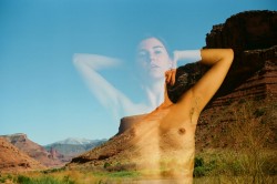 bunnyluna:  @kyotocat double exposed with the majestic Utah landscape. This is one of the many prints that will be given away to all patreon.com/bunnyluna supporters this month! All you have to do to get a print is pledge at any level before December!