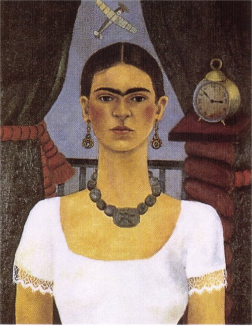 artist-frida:  Self Portrait - Time Flies, 1929, Frida KahloMedium: oil,masonite