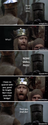 rustlingpages:marauders4evr:It’s just a flesh wound.The single greatest scene in cinematic history.If you try to tell me you didn’t read those lines in those voices then you’re a LIAR