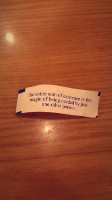 le-hibou-sarcastique:  I don’t know if I really dig what my fortune cookie fortune is dishing?  Oof! That&rsquo;s beautiful. &lt;3