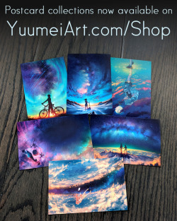 yuumei-art: I finally made postcards! :D There are 8 collections, each based on a theme such as stars, the oceans, cities in Asia, etc. Each collection has 6 images printed on 4x6 inch cardstock.  Between prints and wallscrolls, I always wanted to offer