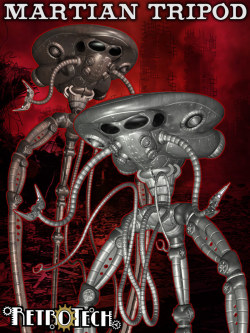 RetroTech Martian Tripod A retro spin on the Martian Machine from War of the Worlds. This set features a pod figure, Walker figure and Tentacle Arms figure, pre-parented setup and 2 texture themes with material pose files. http://renderoti.ca/Martian-Trip