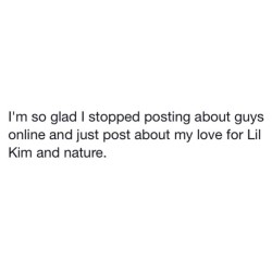 Chill with the paragraph statuses about the #scrub of the month. ✋🏽 it&rsquo;s just all about #LilKim and #nature.