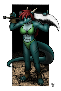Colorized work of Megawolf77!She’s ready to kick ass and cut enemies down, and she’s only getting to round 2
