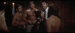 reelscreenshots:  “See what happens when you take your clothes off? Everything comes out honest.”  Arnold Schwarzenegger goes undressed and uncredited in Altman’s The Long Goodbye (1973).   Our fucking ex governor in one hell of a movie. Also look