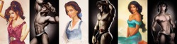 missmisandry:  Two of my favorite Disney fan art series’, together at last. Jirka Vinse’s  Real Life Disney Girls and David Kawena’s Disney Heroes Hyper-realistic women and hyper-sexualized men  