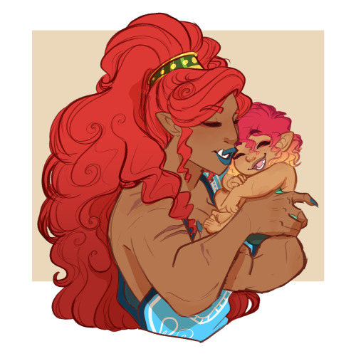 earthsong9405:  Based on a question I got from an anon, here’s a headcanon post dedicated to Riju! &lt;: Like Urbosa I’ve opted to tweak her design quite a bit to fit said headcanon, and give her no clothing as well. I wanted her to be lighter in