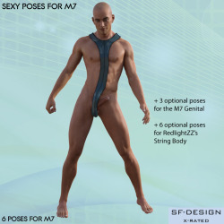 6 sexy poses for M7 by SFD! 3 poses for the M7 Genital  and 6 poses for RedlighZZ&rsquo;s cool String Body for G3M. What a day! We just posted the String Body product today! Try em’ both out! These poses are 30% off until 1/24/2016. The poses were