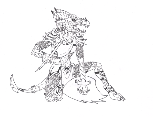 st-kisai:  This gal is an old DnD Kobold character of mine named Ixali. She’s 3 feet tall, a mother of four, and not about to take any of your shit.  ink 