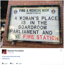 micdotcom:   Add their awesome message for Women’s Day to the list of all the times the Newtown, Australia, fire station was the absolute best. 