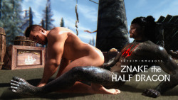 mmoboys:  Skyrim: Znake the Half Dragon (PornHub)Sorry about the crap name :I but! But! James Vega is back, also Seduceus! Let me know of you want Znake to take part in disgusting ultraporn.