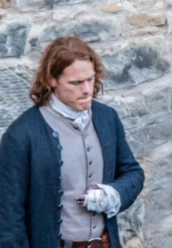 outlandersassenach:  samheughanonline:  Sam on the set of Outlander Season 2 (June 2, 2015).  That face lol