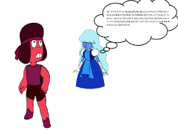 Okay, but what if instead of being insecure, Sapphire covers her eyes so no one notices her staring at Ruby’s booty literally, non stop.