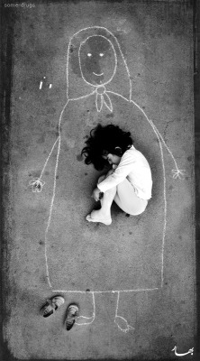 eyesbrightasthestars:  gingerphobia:  andygin:  itsshantitime:  shako-mako:  A Iraqi girl in an orphanage - missing her mother so she drew her and fell asleep inside her. This is America’s democracy   This picture always gets me.  real tears  Oh my
