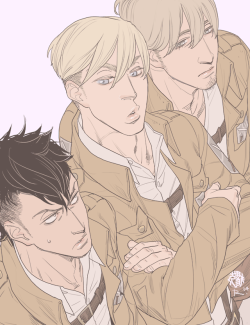 ricken-art:  SnK Fanart: Erwin, Nile and Mike in the early days. - Feb.25 2014 