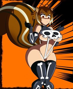 grimphantom2: Halloween Commission: Makoto Nanaya by grimphantom  Hey guys, Double feature! Commission done for bobtom who asked for Makoto Nanaya wearing a new version of the skeleton outfit. Makoto’s doesn’t seem to be enjoying it lol, she’s