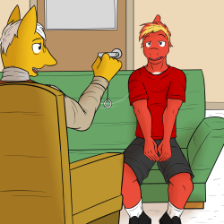  Charmeleon Visits the Hypno Therapist pt 3So just as he’s been told, the Hypno Therapist can do exactly that, hypnotize him into releasing his inhibitions.  For today’s session, Hypno is gonna see just how effective his particular style of hypnotism