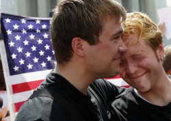 shadesandgoldbullets:  latimes:  Scenes of celebration following today’s rulings on Prop. 8, DOMA The Supreme Court handed two major victories to the gay marriage movement this morning, ruling a key part of the Defense of Marriage Act unconstitutional,