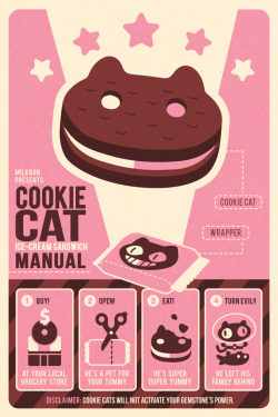 lovemilkbun:  Cookie Cat Ice Cream Sandwich ManualI love using a limited palette and Cookie Cat has one of my favorite color combos. This print was inevitable.instagram | facebook | twitter