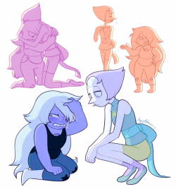rishidraws:  I’ve been feeling pretty anxious these past 24 hours so I needed to draw some Pearl and Amethyst.  