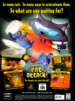 oldgamemags: Rat Attack! A weird, long forgotten game on the PSone and Nintendo 64.   [@Oldgamemags] [Patreon]   