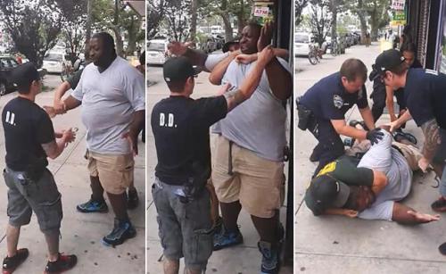 1-2-3-4-breathe:  mightymorphinlightskin:  dglsplsblg:  Staten Island man dies after NYPD cop puts him in chokehold — SEE THE VIDEO  A 400-pound asthmatic Staten Island dad died Thursday after a cop put him in a chokehold and other officers appeared
