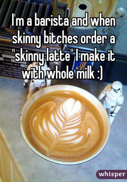 prllnce:  sleepydumpling:  nudiemuse:  lovingyouisredforyou:  poppypicklesticks:  logicsomething:  i’m lucky enough to have encountered a barista malicious enough to do this to me - i ordered a decaf latte with soy milk and they gave me fully caffeinated