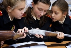  Russia’s Little Girls “The Moscow Girls’ Cadet Boarding School is one of the new elite military academies in Russia. While most kids hate school for boring maths or history, the classes here include stripping down an AK-47 Kalashnikov rifle. And