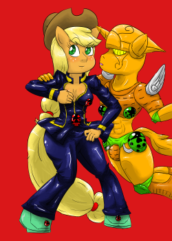 Applejack Doing Giogio&Amp;Rsquo;S Jojo Pose With Gold Experience.