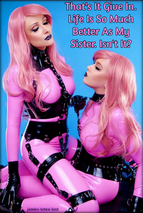 sissifiedkitten:  jamies-latex-lust: Feel you face get heavy with make-up. Feel your form grow slimmer and curvy.  You thought this was just a dare to dress in drag? You were very wrong. Sister. - Sorry for the delay in posts! Had trouble finding good