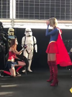occasionallychristina:  crowtrobot2001: Wonder Woman proposing to Supergirl in the presence of Darth Vader and his entourage.  This is the future liberals want. 