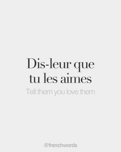 bonjourfrenchwords:Dis-leur que tu les aimes • Tell them you love them • /di lœʁ kə ty le.z‿ɛm/
