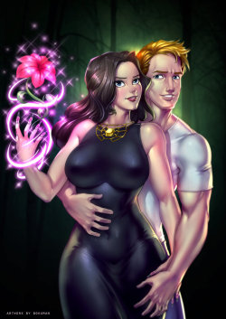 http://www.timothybaril.com/published-works/fiction-books/heartstone/Orchid and Arwin from Dark Enchantress (Welcome to Heartstone, Book1), a fun, fantasy adventure with a touch of humour and romance. Magic, love and a skeleton picking his butt. What