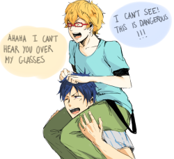 soltian:  yuu-know:  Rei’s got 99 problems and all of them are because of Nagisa  THIS IS MY FAVORITE THING IT MAKES ME DIE LAUGHING EVERY TIME I SEE IT. 