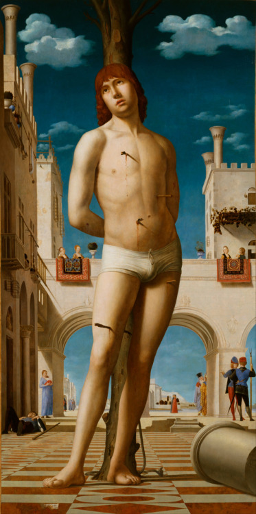 artsof: St. Sebastian | Antonello da Messina | 1479 | Gemäldegalerie Alte Meister, Dresden “This picture, dominated by the vertical figure of the saint, shows a marked influence by Piero della Francesca: this can be seen in particular in the perspective