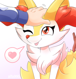 alfa995:Braixen’s been a good girl so she gets some head pats. &lt;3