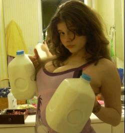 cutearabgirls:  milk cans with milky boobs