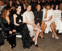 csiriano:  Front row vibes! Some of the beautiful and talented women that came to support my show yesterday. All wearing Siriano! All my love!  @nayarivera @cocorocha @jaime_king @smashleybell @msjackiecruz @themisshapes