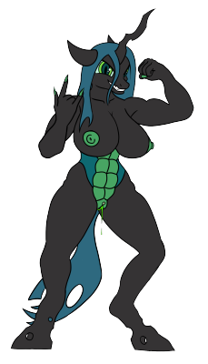 I draw something again, I tried shading it but I suck big ball at it so this will have to do.I usually imagine Chrysalis as weak and frail in body so I have no idea why I draw her like this, but I did and it was fun.do tell me what you guys think of it,