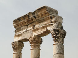historyfilia:  Columns from Apamea, Syria  Apamea, on the right bank of the Orontes River, was an ancient Greek and Roman city. The Great Colonnade was situated along the main avenue of Apamea and ran for nearly 2 kilometers (1.2 mi), making it among